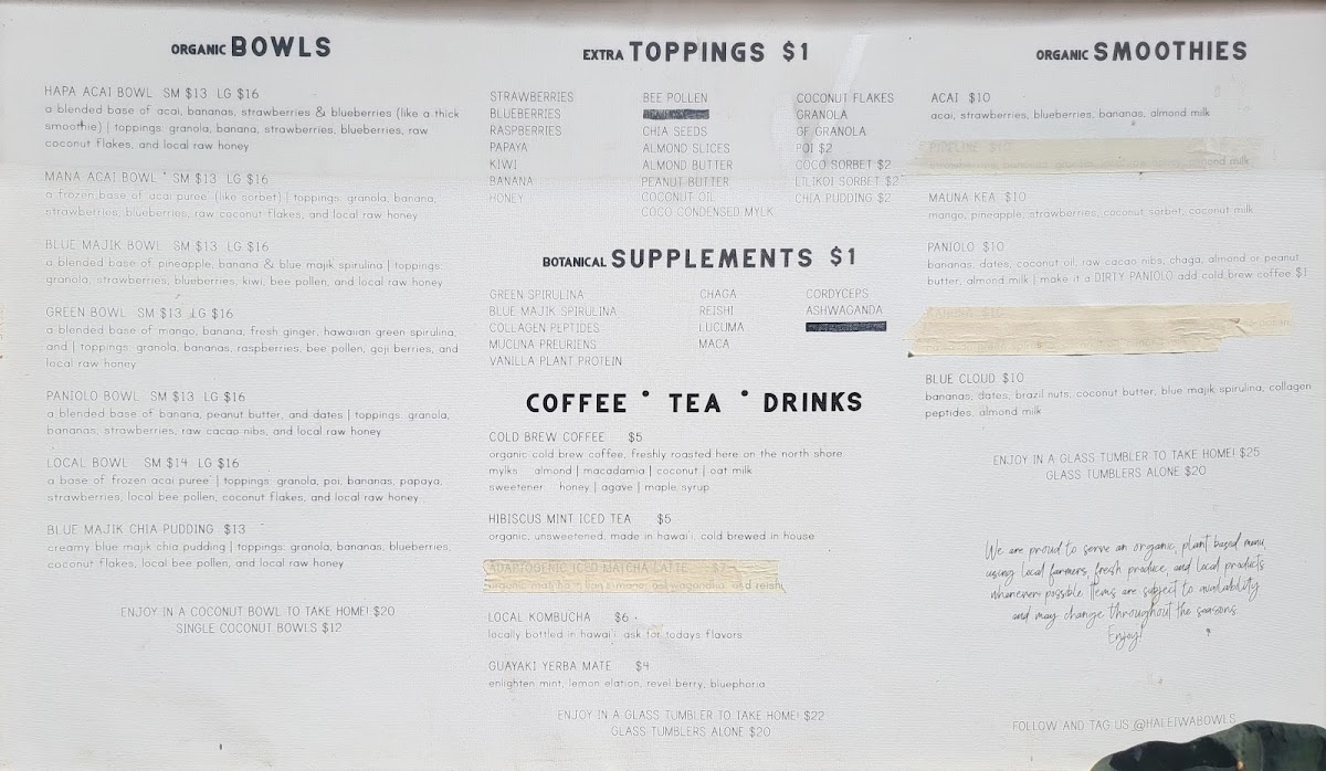 Menu Haleʻiwa Bowls-1